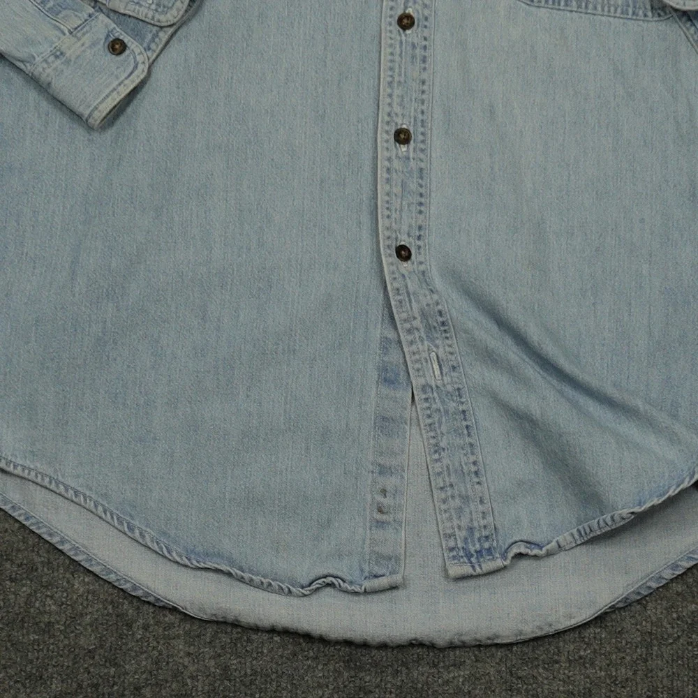 Vintage L.L. Bean Shirt Mens Large Tall Blue Denim Button Down Long Sleeve W861